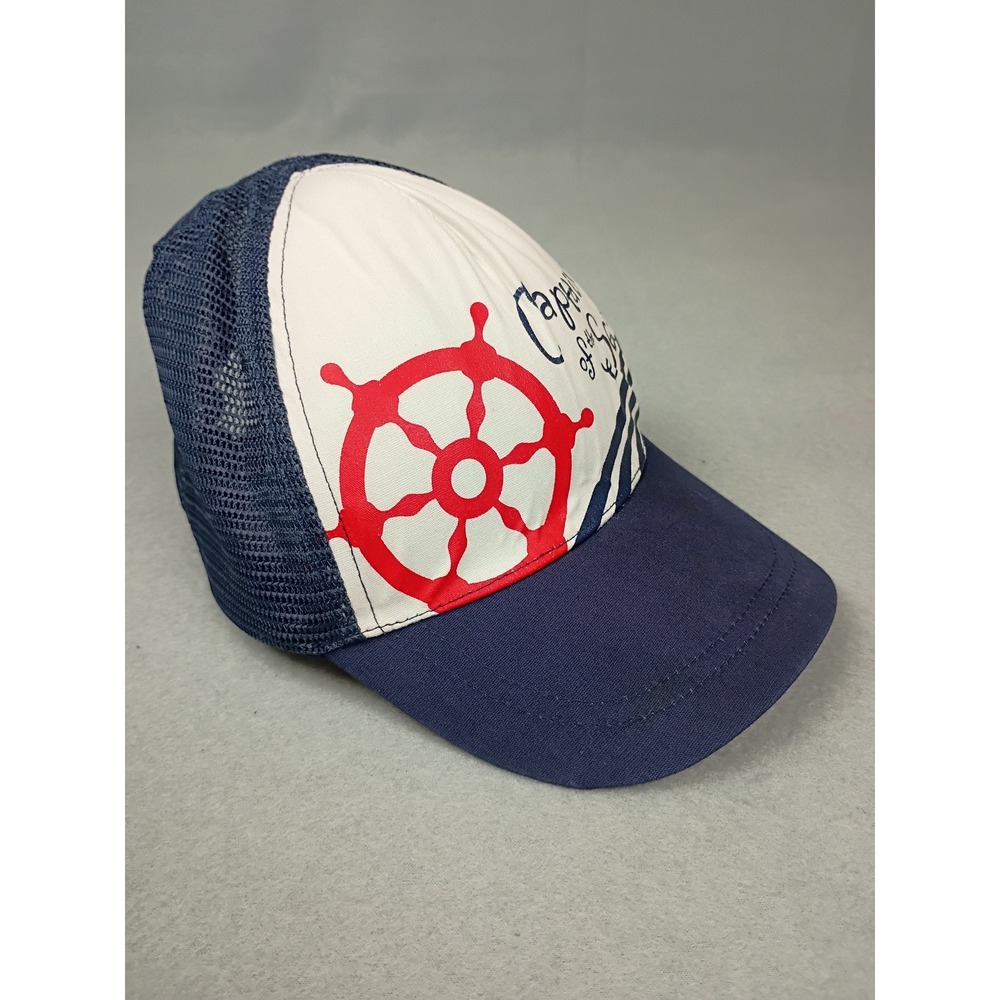 Nautical Captain of the Sea Mesh Trucker Hat Navy White Red 12-18M